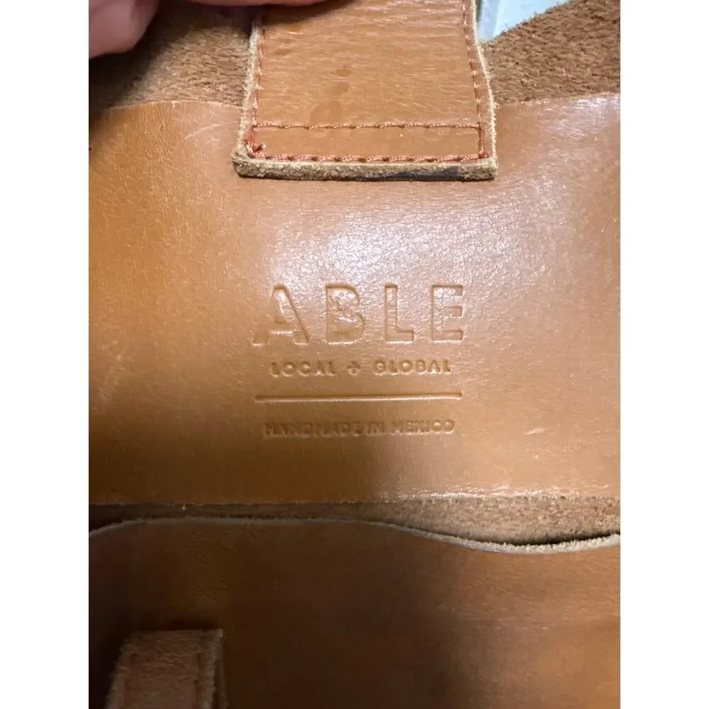 ABLE Mexico Minimalist Tan Soft Leather Tote Hobo Bag Scandi Girl